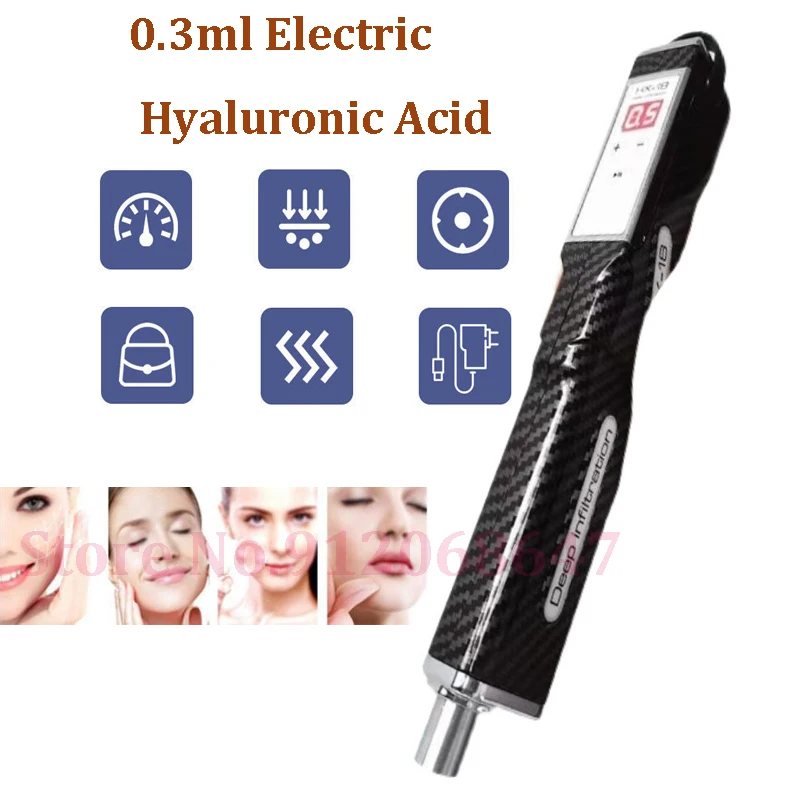 

0.3ml Electric Automatic Hyaluron Pen High Pressure Mesotherapy Injection Gun Lips Injection Atomizer Meso Hyaluronic Acid Pen