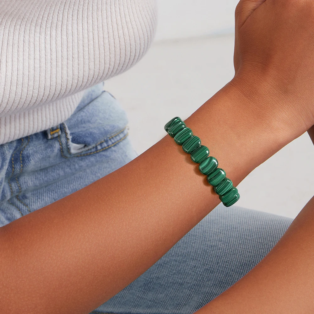 Новинка Лидер продаж браслет из натурального зеленого малахита браслеты