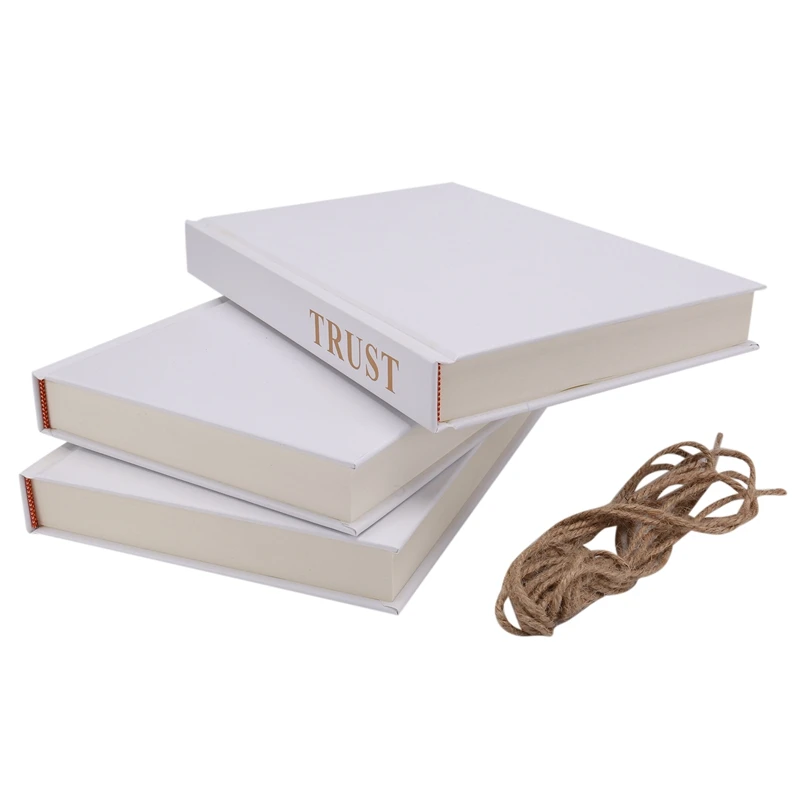 

LBER 3 Decorative Books, Shine Contest Farmhouse Decor Rustic White Decorative Faux Book Stacks Seasonal Bookshelf