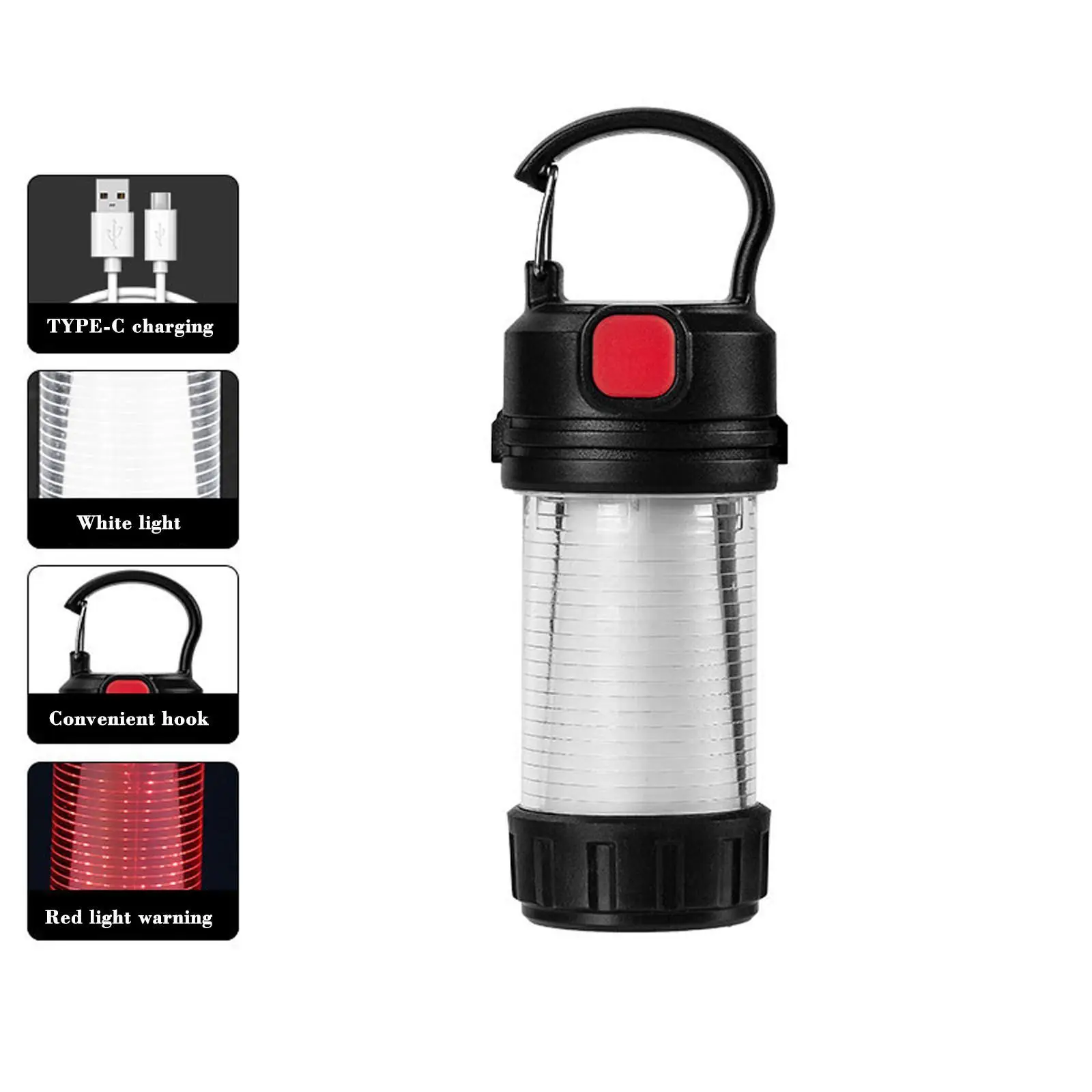 

New USB Tent Light Red And White Dual Light Source COB Highlight Keychain Light LED Camping Light Outdoor Emergency Light