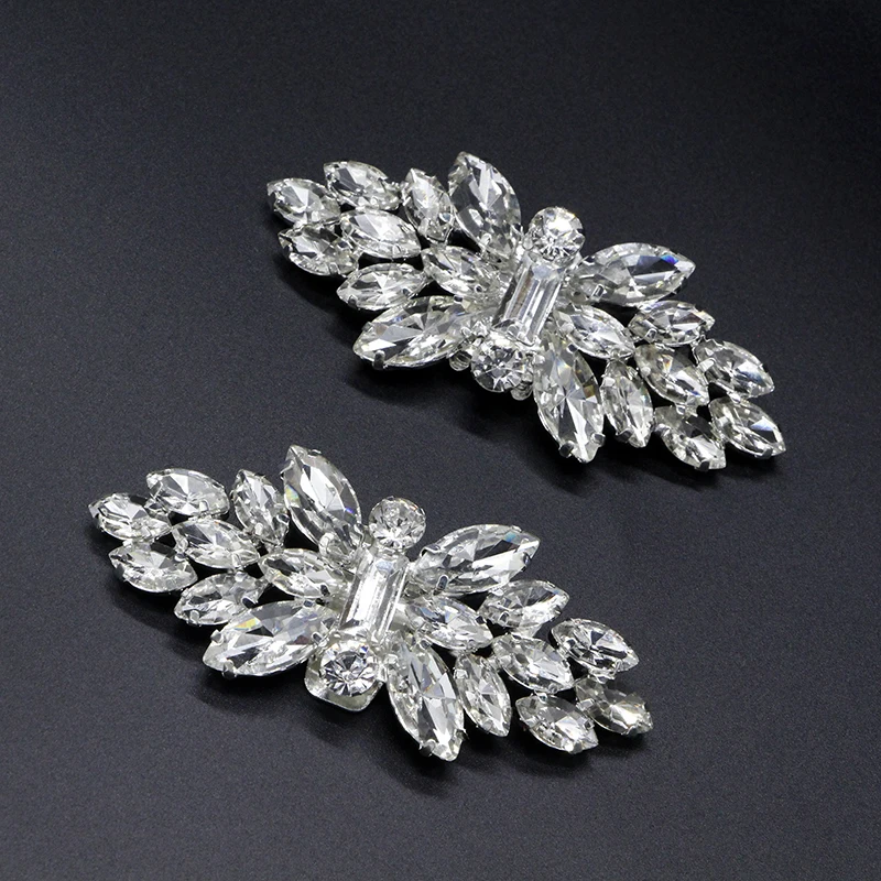 

2pc Rhinestone Shoe Clip Silk Flower Shoe Decorations Shiny Decorative Clips Charm Buckle Wedding Brooch Bride Shoe Accessories