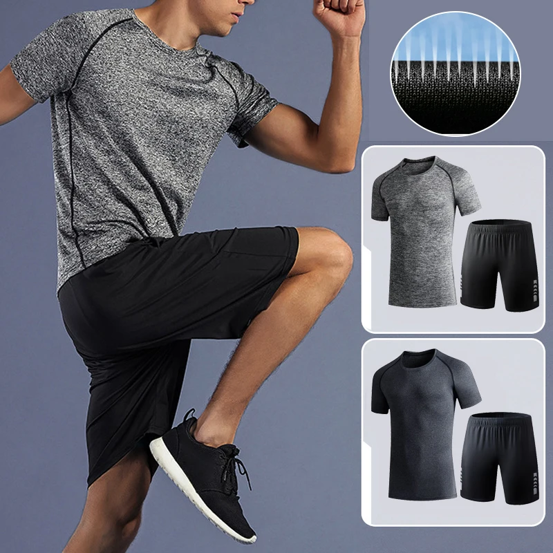 

Newsummer New Mens Tracksuit Linen Fabric T-Shirt And Shorts Two Piece Set Men Sports Suit Fashion Breathable Sets
