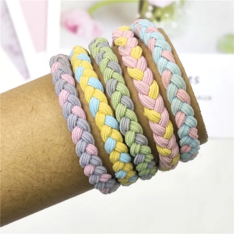 

12PCS/LOT Candy Two-color Mixing Elastic Hair Bands For Girls Seasons Simplicity High Elasticity Kids Hair Accessories For Women