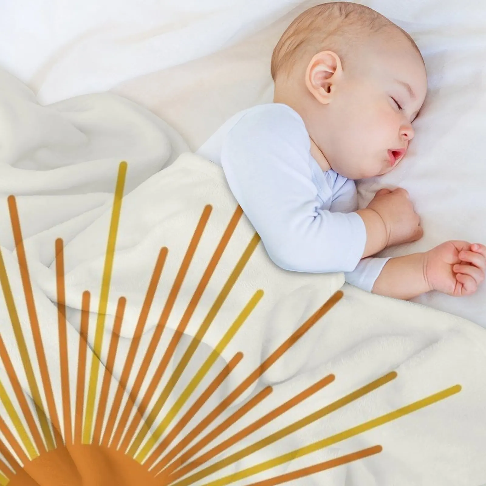 Современное одеяло среднего века Sunburst Sun в оранжевом горчичном и кремовом одеяле