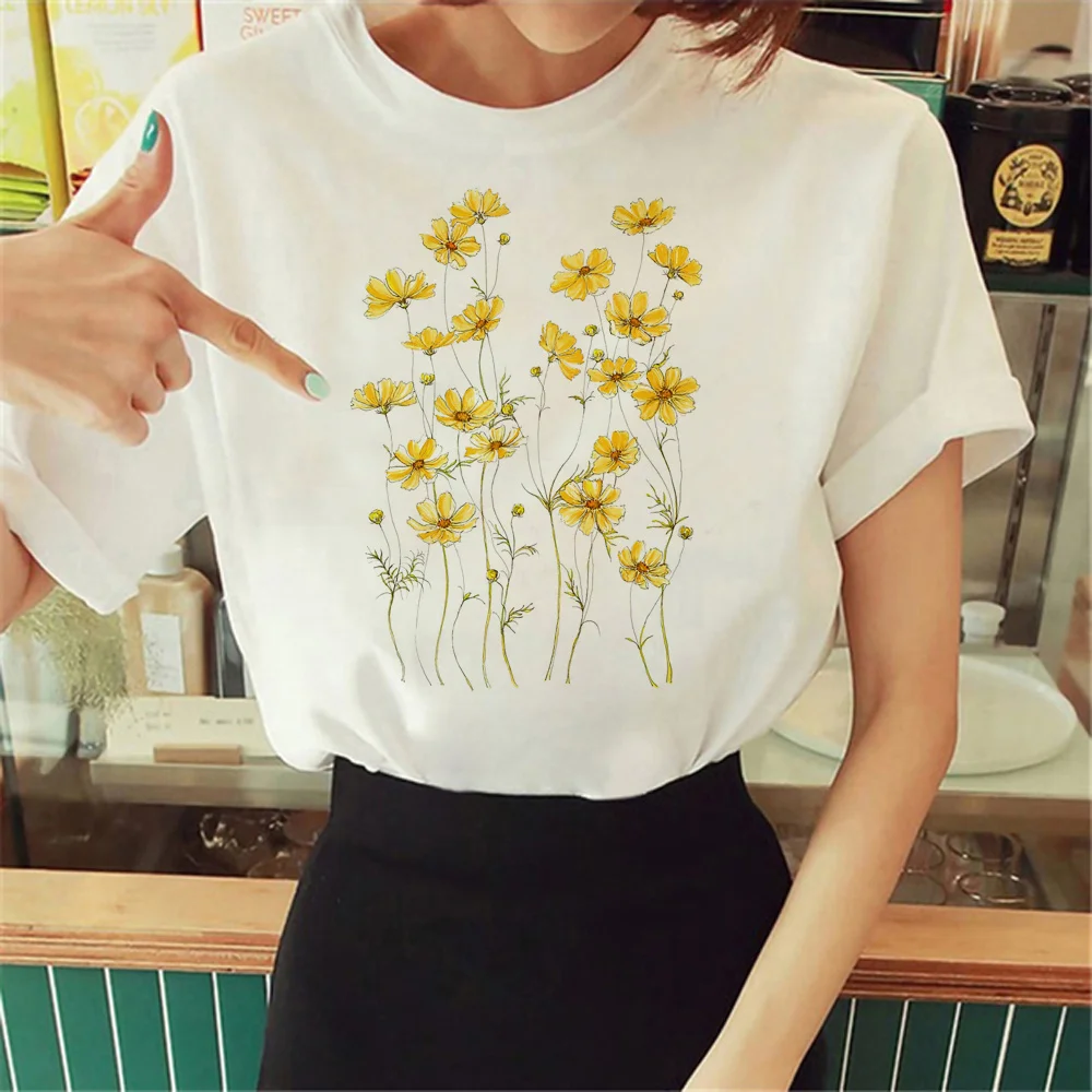 

Yellow Cosmos Flowers top women funny designer comic t shirt girl anime clothing