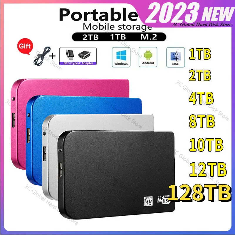 

Portable Mini High-Speed 1TB 128TB SSD External Solid State Drives USB3.0 Hard Drive Mass Capacity Hard DIsk For Laptop Macbook