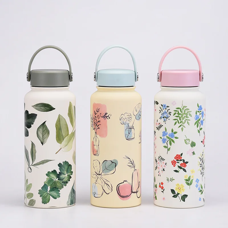 Printed water cup fashion exquisite 1L insulation cup large 