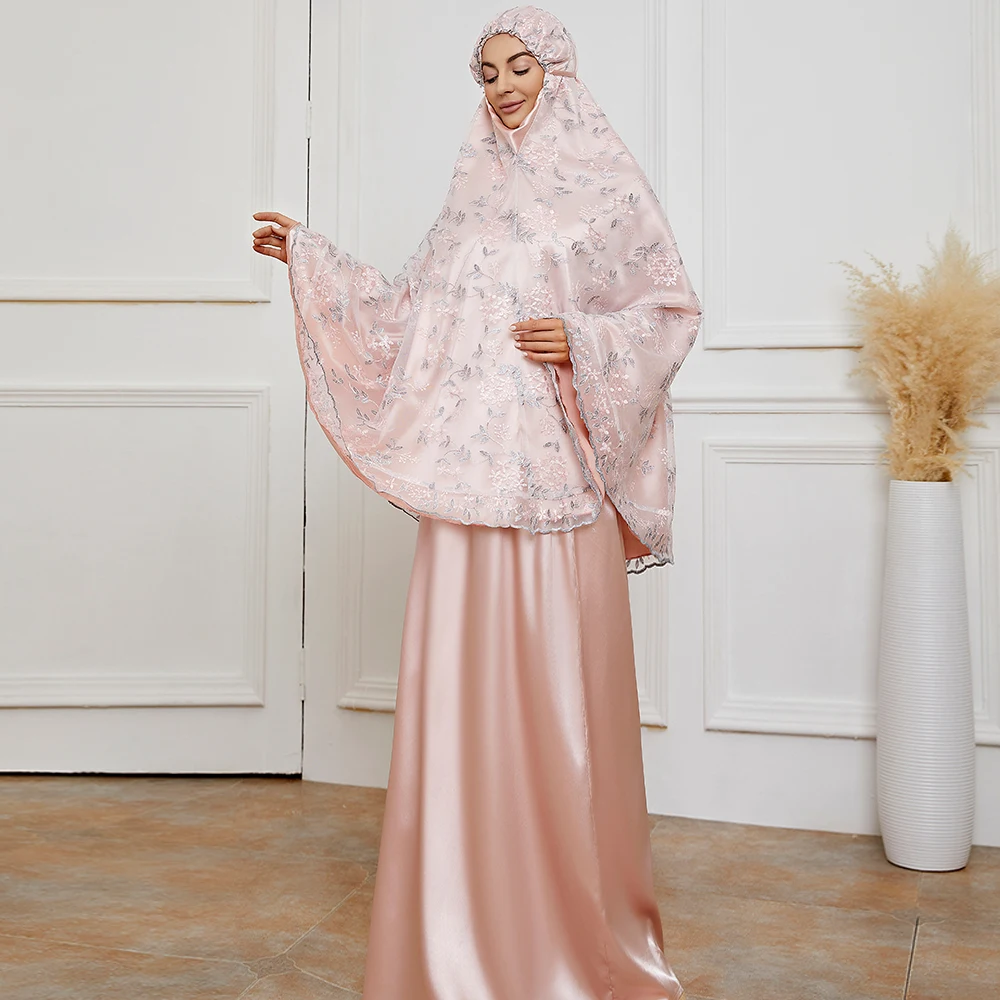 Muslim Set Dubai 2 Pcs Hooded Abaya Overhead Full Cover Jilbab Modest  Jilbab Prayer Garment for Traditional Festival
