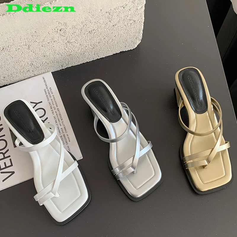 

Женские туфли-лодочки, тапочки, женская обувь на высоком каблуке, новинка 2023, модные женские элегантные шлепанцы, сланцы, обувь