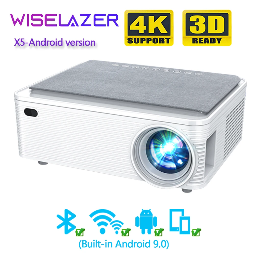 Проектор WISELAZER Full HD 1080P X5, Android, Wi-Fi, светодиодный проектор 1920x1080P, 3D проектор для домашнего кинотеатра, смартфон