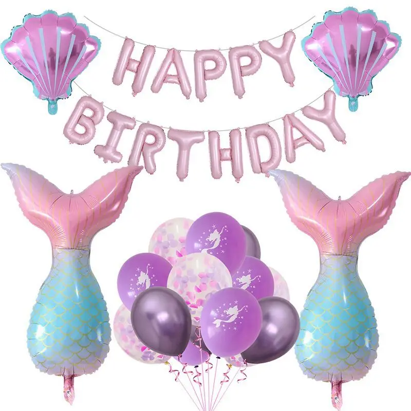 

1 Set Mermaid Theme Birthday Balloon Baby Shower Decoration Happy Birthday Decoration Wedding Balloon Supplies Latex Balloon