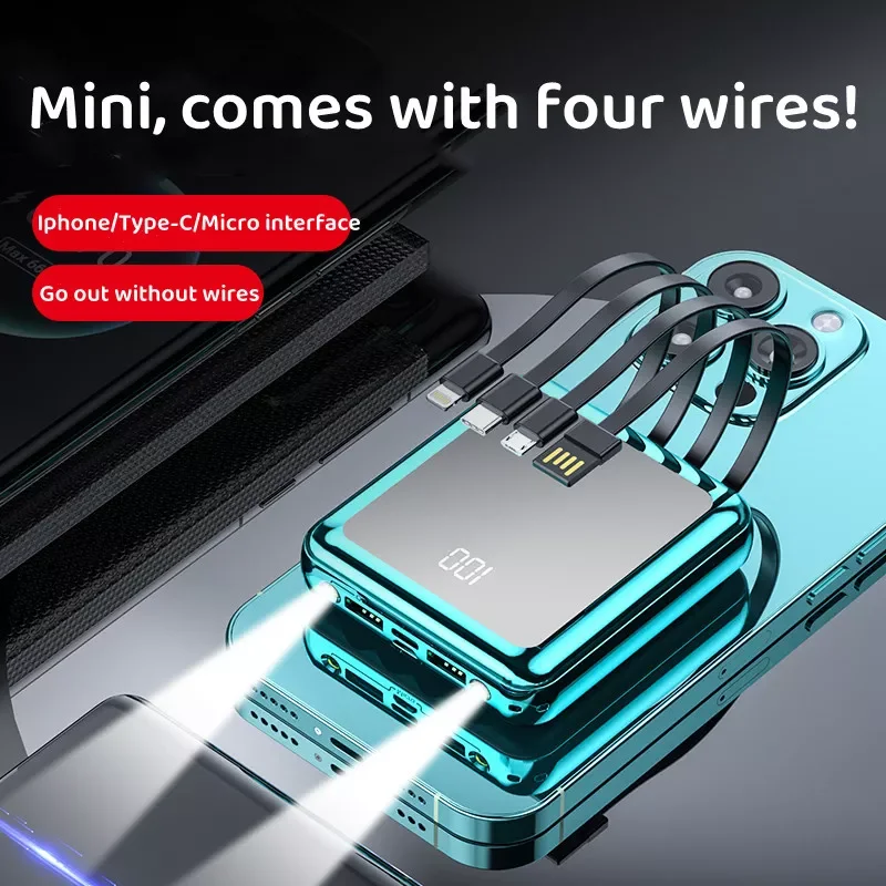 

NEW2023 Power Bank 20000mAh Portable Charging Poverbank Mobile Phone LED Mirror Back Power Bank External Battery Pack Powerbank