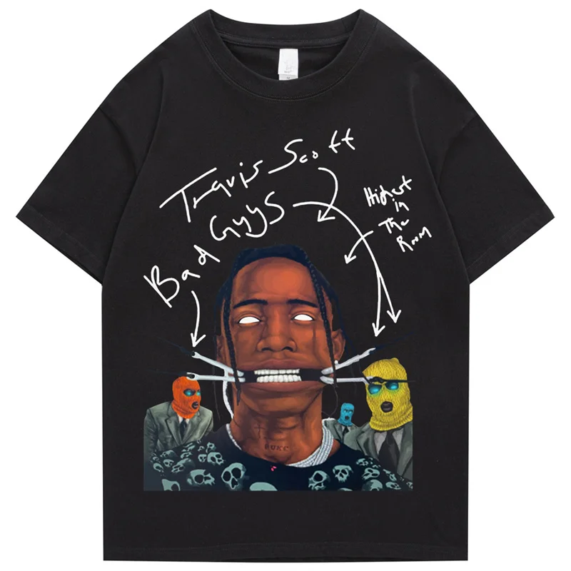 Travis Scott Astro World Tour Hip Hop T Shirt Men Women Letter Print Oversized T Shirts Streetwear Kanye West ASTROWORLD Tshirt