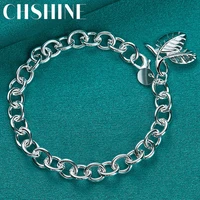 chshine 925 sterling silver leaves pendant bracelet for women man wedding engagement party fashion jewelry