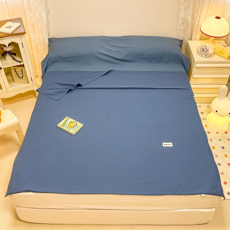 

Легкий хлопковый спальный мешок, портативная вафельная простыня для путешествий в отеле, однотонная простыня с защитой от грязи, спальный мешок