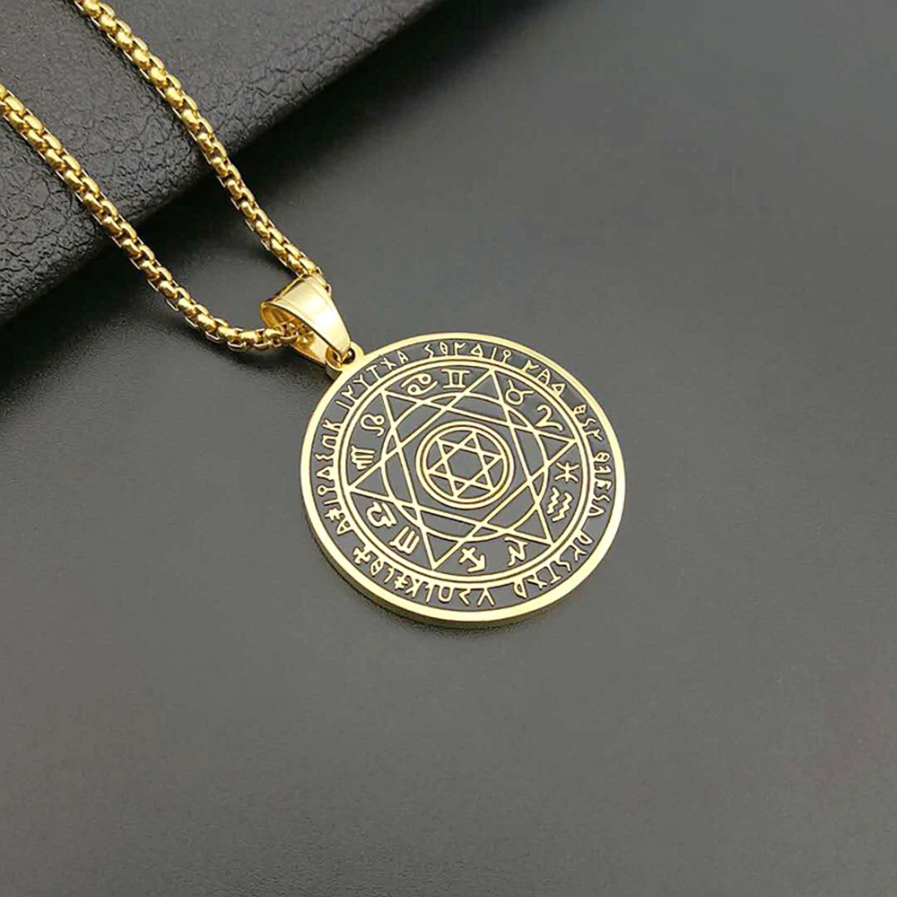 

New fashion jewelry titanium steel color retention gold plated pendant necklace David six-pointed star symbolizes good luck