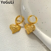 sweet jewelry irregular heart earrings popular design golden plating vintage temperament drop earrings for celebration gifts