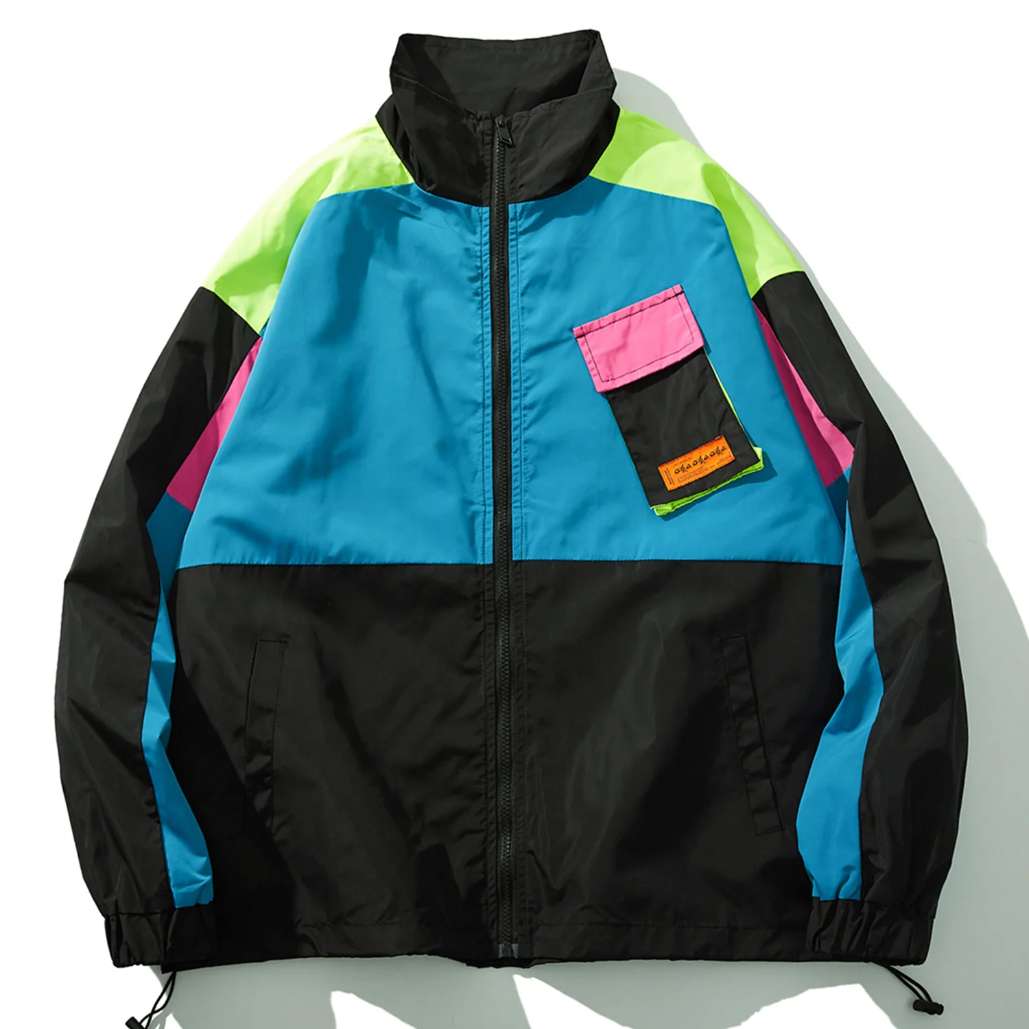 

KKAYCATE Patchwork Windbreaker Men Jackets Harajuku Cotton Coat Hip Hop Color Clock Male Oversized Tops Streetwear Coat