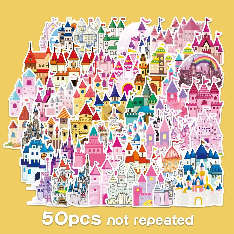 

Princess Castle Stickers 10/30/50/100Pcs Book Helmet Notebook Mobile Phone Luggage Skateboard Motorcycle Birthday Gift Toys