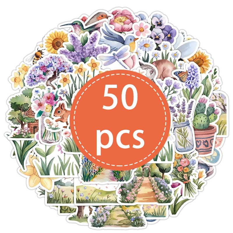 

Набор из 50 стикеров с цветами и мультяшными животными