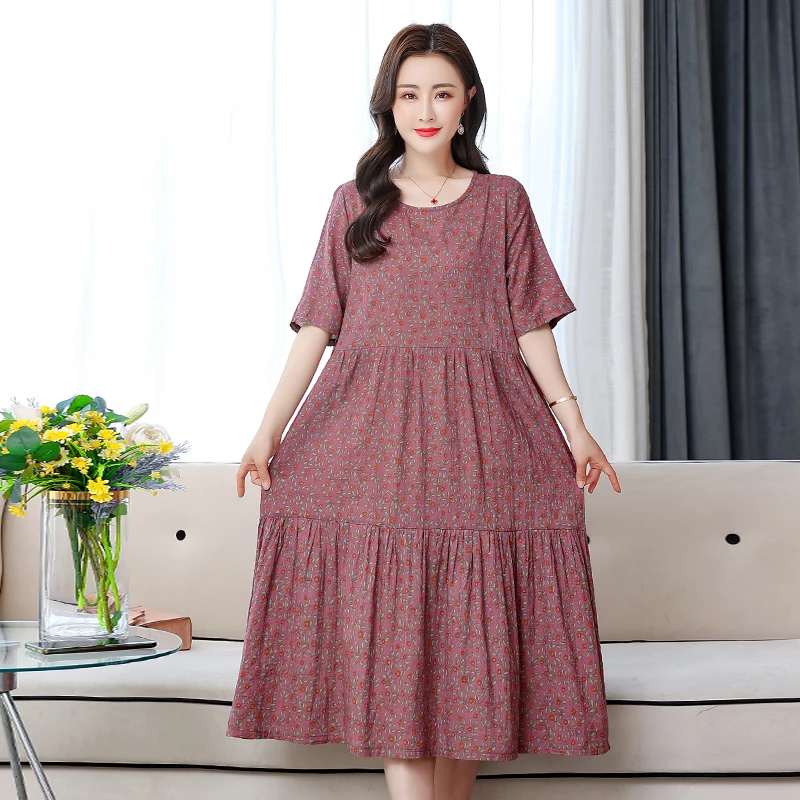 

Женское свободное платье с круглым вырезом, длинным рукавом и принтом