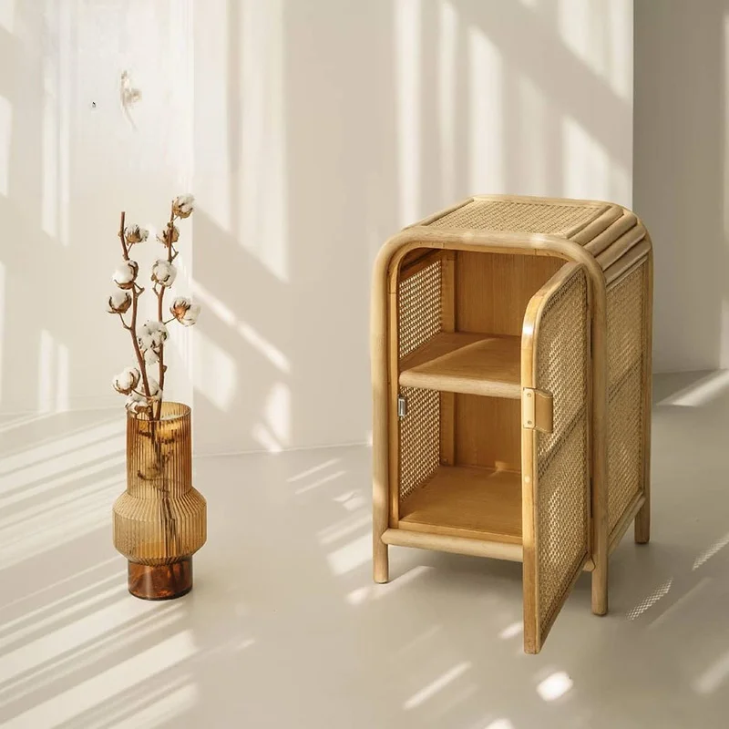 

The cane makes up Japanese style bedside table Contracted and contemporary mini real rattan storage cabinet Ark of edge