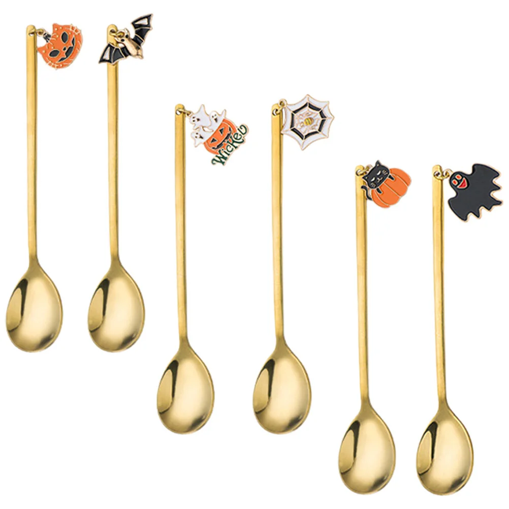 

6pcs Halloween Pendant Spoons Dessert Spoons Multipurpose Spoons Tableware
