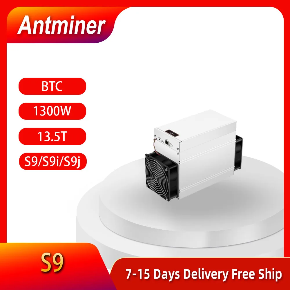 

AntMiner S9 14T 14000Gh/s 14th/s б/у с Bitmain PSU S9 Биткойн Майнер 16 нм 1372 Вт BM1387 Доставка в течение 48 часов