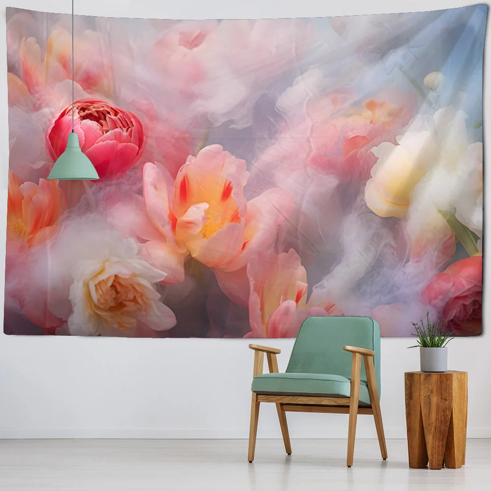 Гобелен с цветочным лесом красочный пейзаж фреска подвесная ткань пляжное