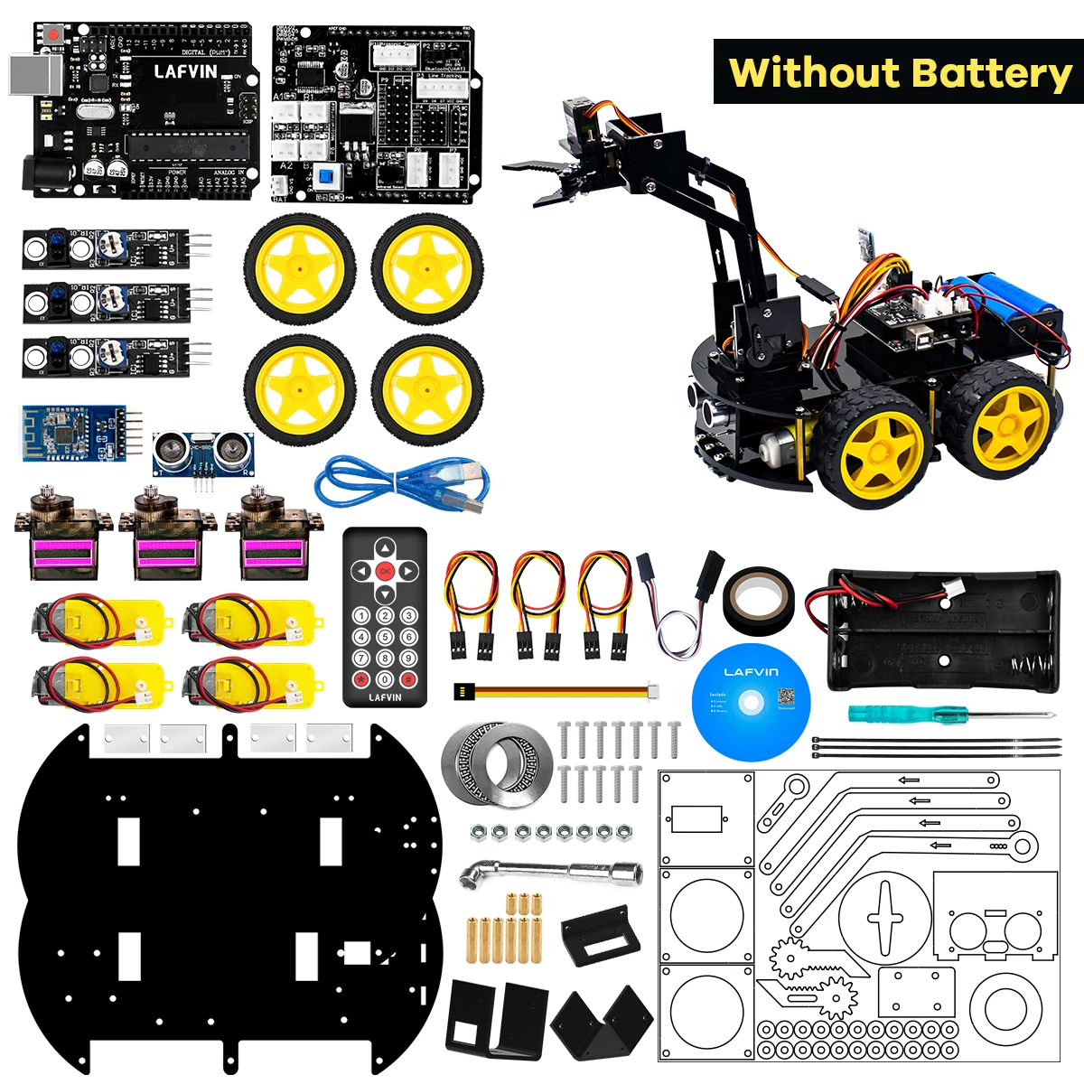 LAFVIN механический 4WD робот рычаг автомобильный комплект для Arduino автомобиль