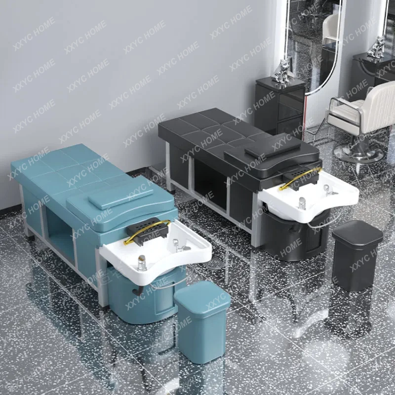 

High-End Ceramic Basin Steel Frame Thai Shampoo Chair Water Circulation Fumigation Head Treatment Bed Barber Shop Beauty
