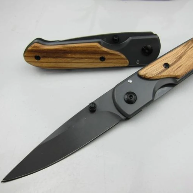 

New Benchmade DA44 survival Pocket folding knife Wood handle Titanium finish Blade tactical knife EDC Pocket knife knives