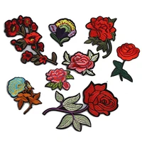 1pcs embroidery patches applique patch sew on clothes diy iron on clothing skirt rose flower patch stickers sewing fabric