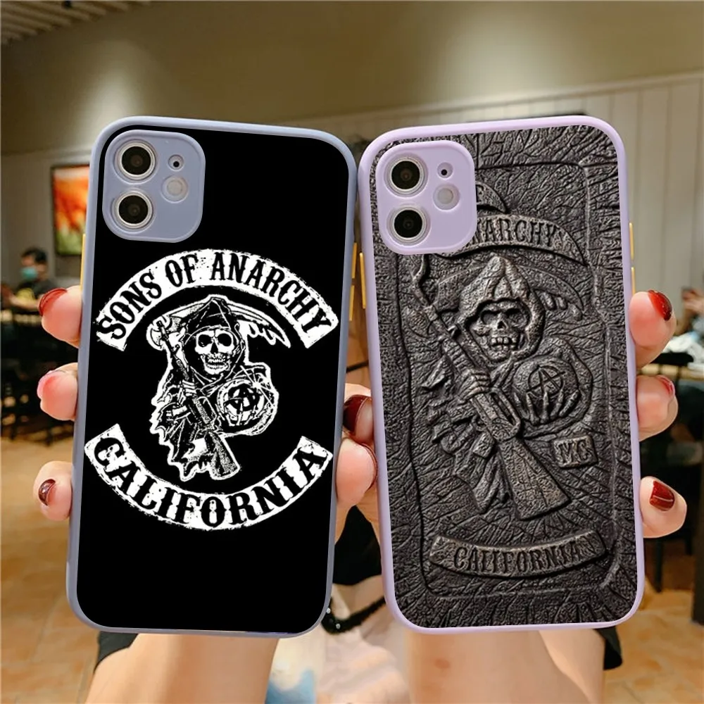 Чехол для телефона Sons Of Anarchy TV iPhone 14 X XR XS 7 8 Plus 11 12 13 Pro MAX mini матовый противоударный