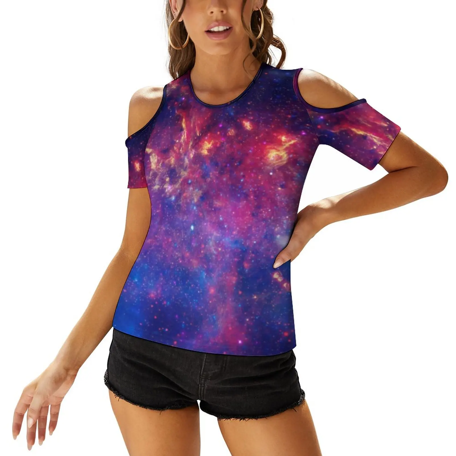 

Galaxy Sky Print T-Shirts Colorful Milky Way Streetwear T Shirt Pretty Short Sleeve Oversized Tee Shirt Beach Stylish Women Tops