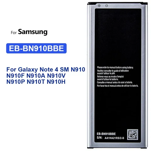 Сменный аккумулятор для Samsung Galaxy Note 4 Note4 SM N910 N910F N910A N910V N910P N910T N910H EB-BN910BBE 3220 мАч