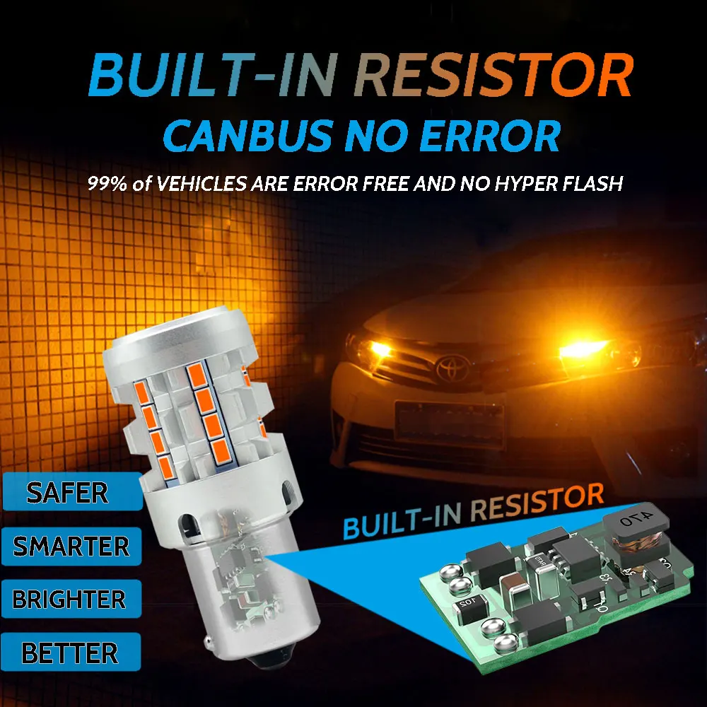 СВЕТОДИОДНАЯ Лампа PY21W BAU15S 12496 янтарно-желтая Canbus сигнальная лампа встроенный