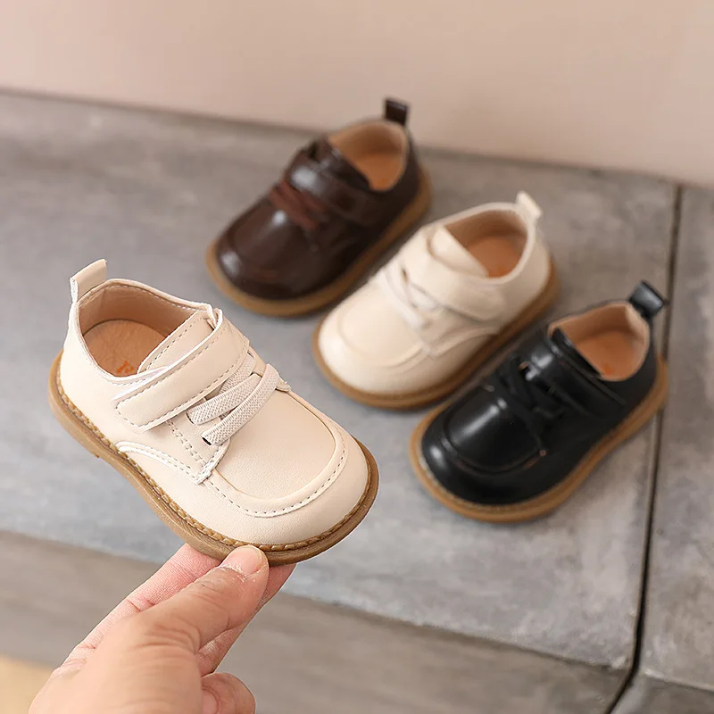 Spring Autumn Girls Princess Shoes Mary Janes White Black PU Leather Shoes For Kids Flats Child Single Baby Caasual Shoe