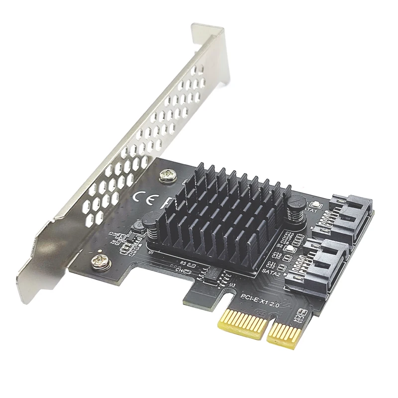 Фото Адаптер карты расширения PCIE-SATA PCI-E SATA Riser Card ASM1061 Чип PCI Express X1 на 2-портовый контроллер SATA3 6 ГБ для настольных ПК №3