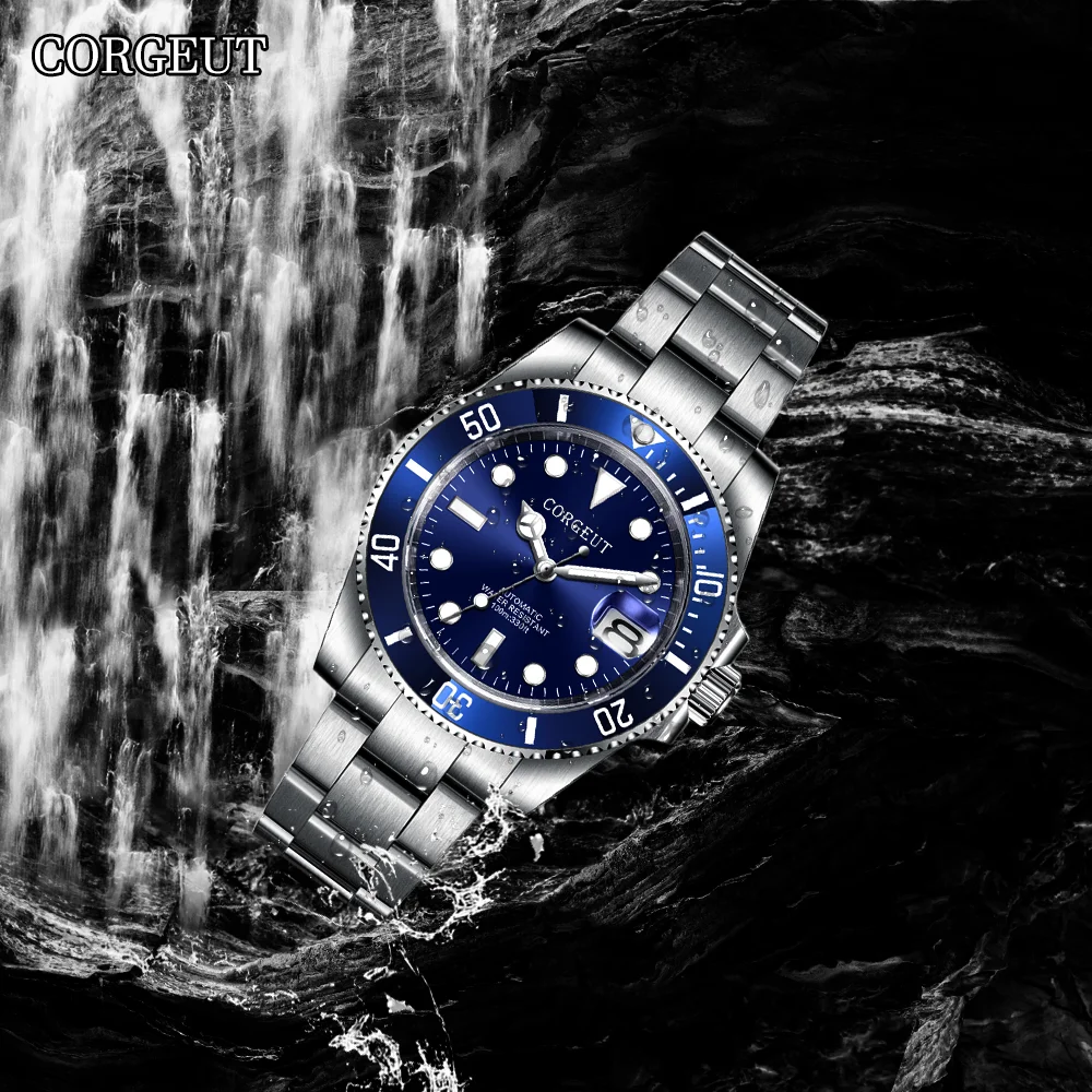 

CORGEUT 40mm NH35 Deep Sea Luxury Men's Watch Automatic Mechanical Sapphire Glass Waterproof Date Glow Chronometer Watch for Man
