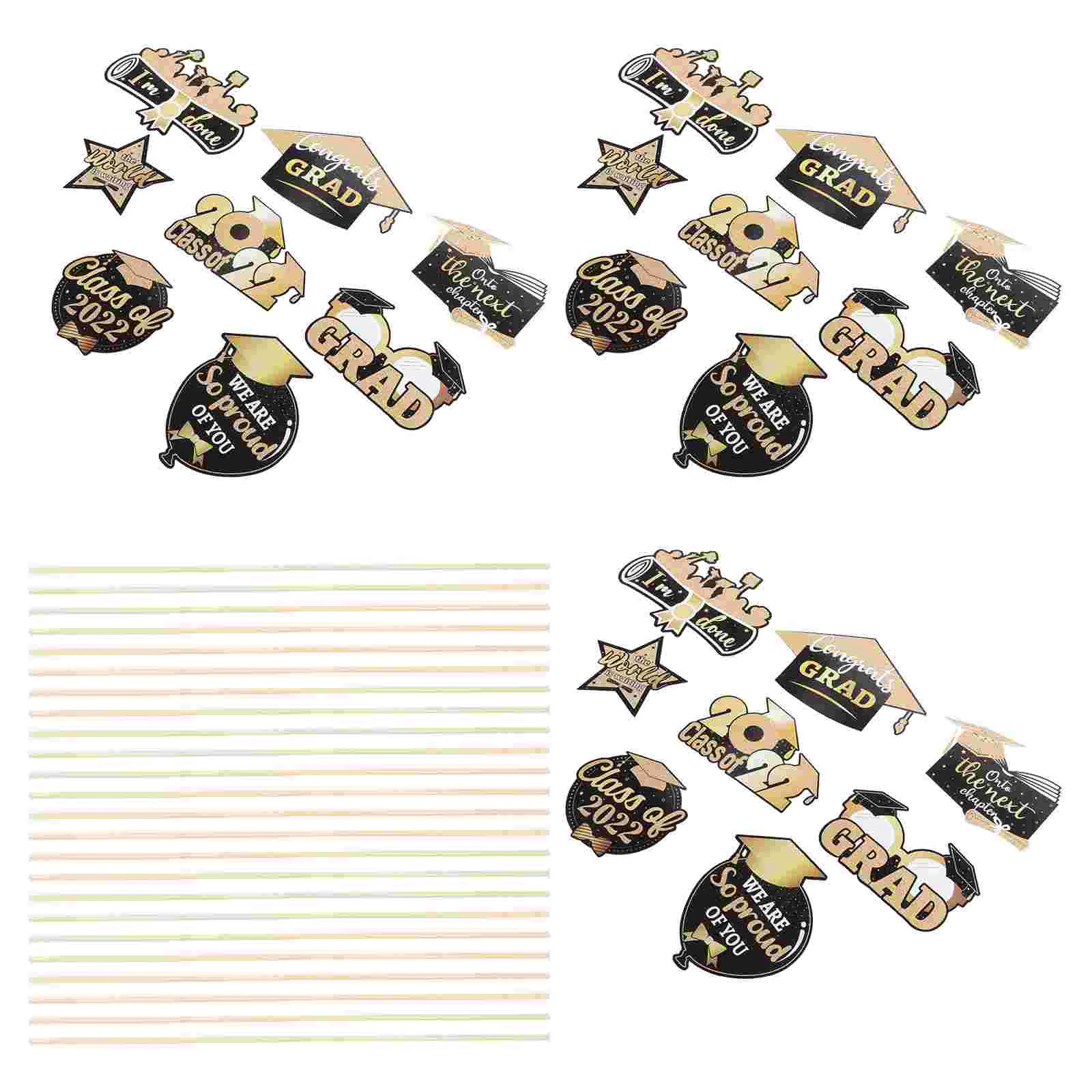 

24pcs Graduation 2022 Party Photo Props Dining Table Vase Centerpieces Supplies