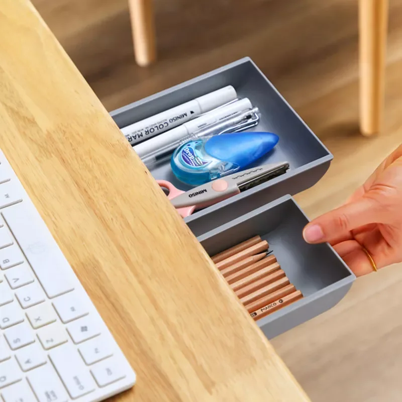 

under table storage tray drawer Self adhesive top box type pencil desktop desk high quality