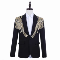 gold luxury blazers men slim fit stage costumes for singers mens fashionable jackets unusual
