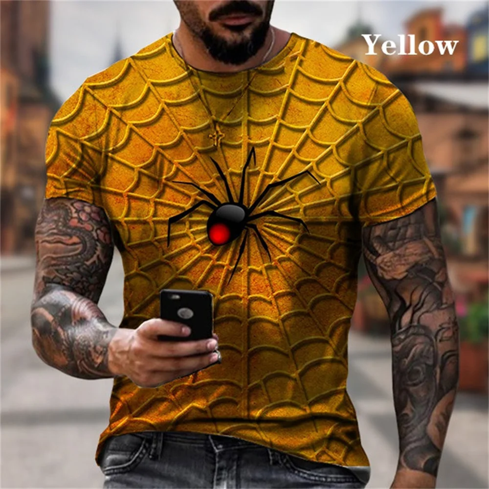 

Latest Fashion Casaul Funny Spider Web 3D Printing T Shirt New Summer Men T Shirt Short Sleeve Shirt Oversized O Neck Top