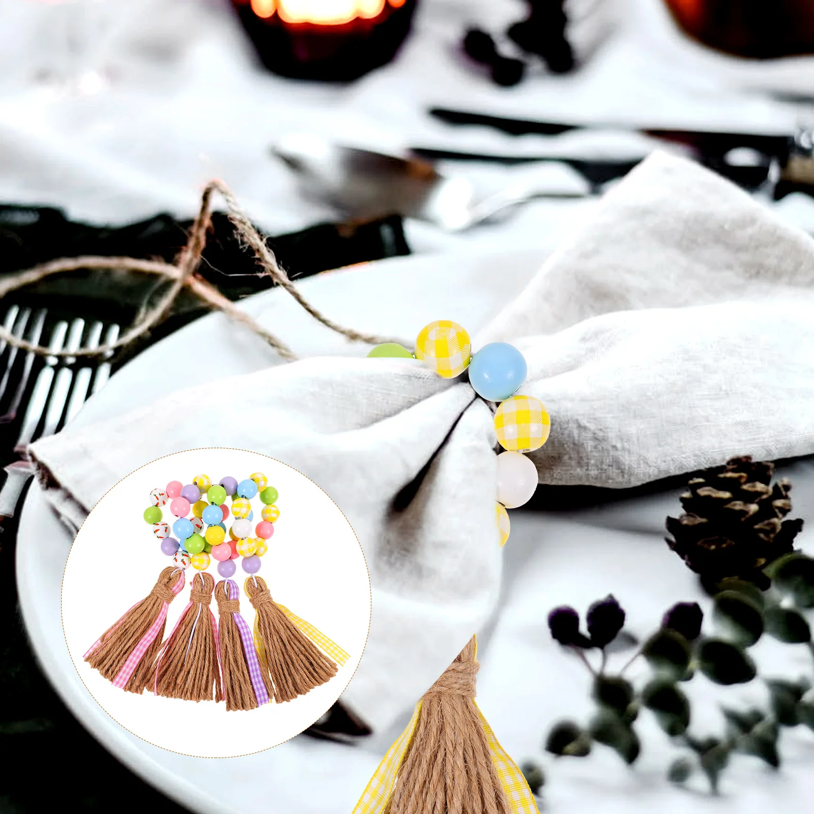 

Napkin Beads Wooden Ring Rings Serviette Buckle Holder Buckles Wear Hotel Easter Resistant Reusable Table Delicate Exquisite