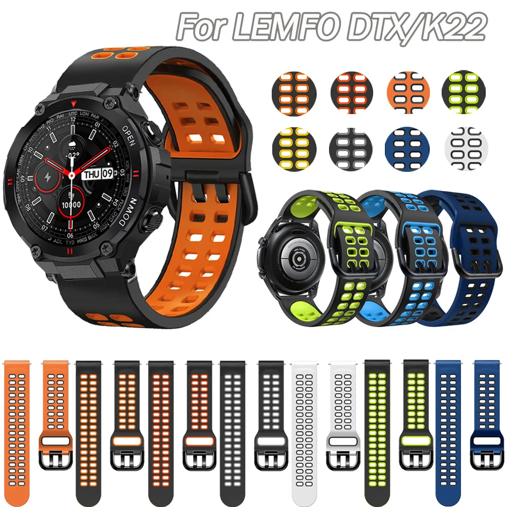 

Силиконовый ремешок для LEMFO K22, Воздухопроницаемый браслет для смарт-часов, 20 мм 22 мм