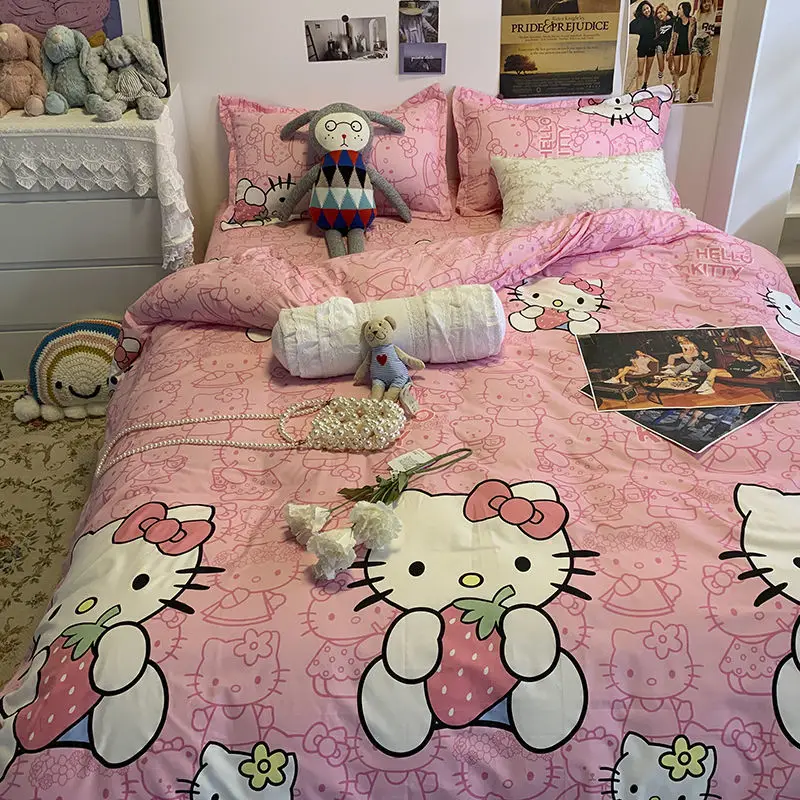 

Комплект из 4 предметов с простыней и наволочкой Hello Kitty для девочек