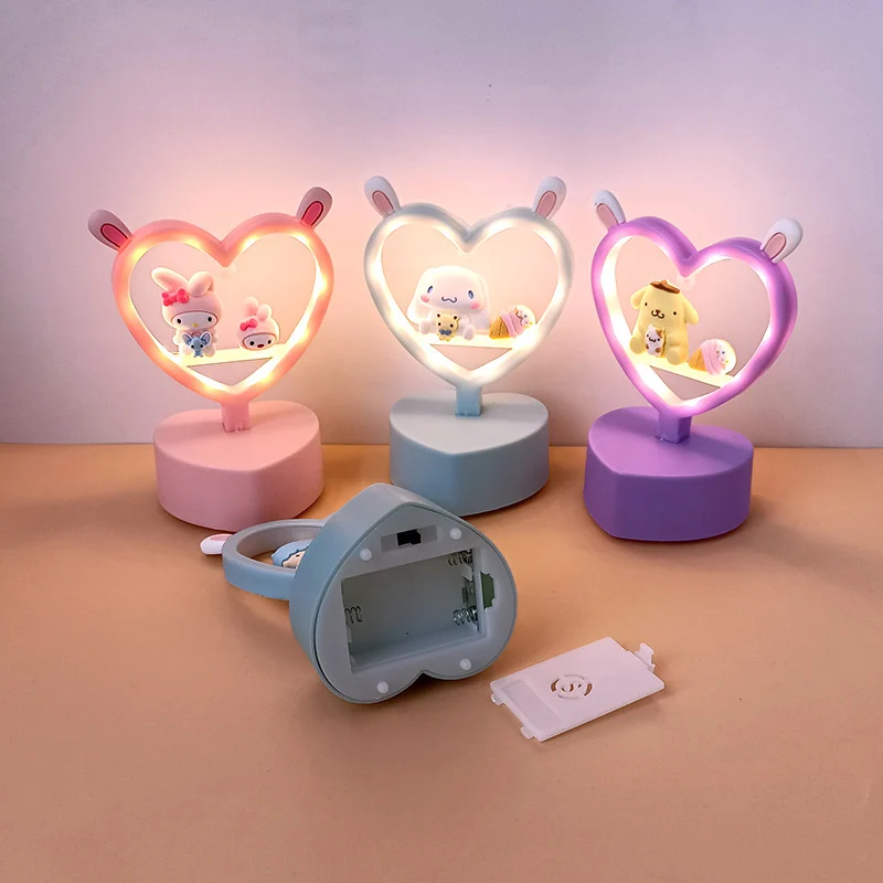 2022 Sanrio мечтательный атмосферный светильник в форме сердца Hello Kitty Kuromi My Melody мини