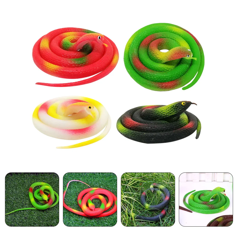 

4pcs Multipurpose Artificial Snake Models Creative Simulation Snake Playthings Prank Props for Party Home Gift Festival