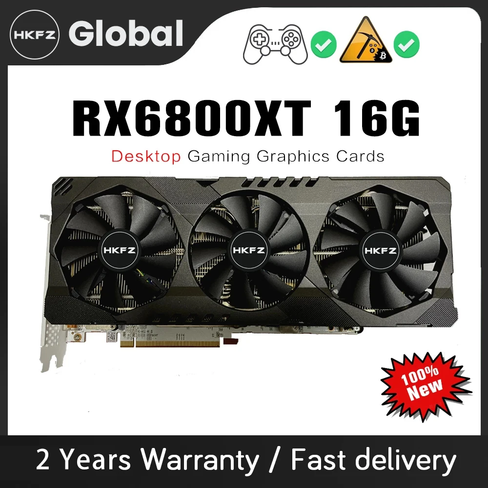 

HKFZ AMD RX 6800XT 16G D6 Gaming Graphics Cards With 16GB GDDR6 256Bit DP*3 HDMI*1 Radeon rx 6800xt 16g for Desktop Video Card